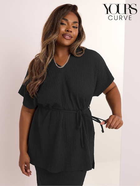 Yours Curve Black Co-Ord Grown on Belted Tunic (W45375) | €38