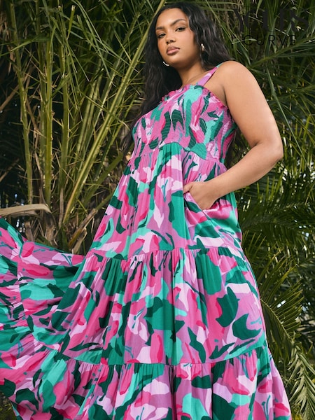 Yours Curve Pink Shirred Maxi Dress (W45425) | €52