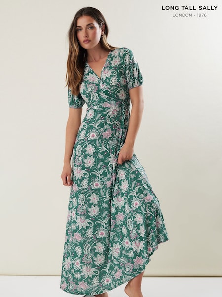 Long Tall Sally Green Wrap Maxi Dress (W45433) | ₪196