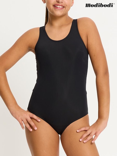 ModiBodi Black Teen Racerback One Piece Light Moderate Swimwear (W45462) | R$ 475