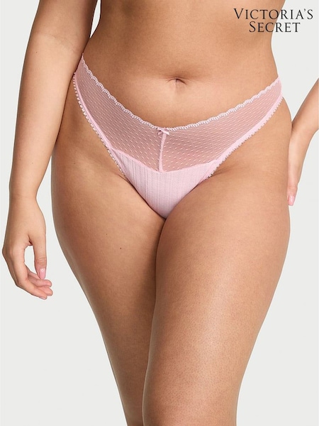 Victoria's Secret Pretty Blossom Pink Thong Pointelle Knickers (W45543) | €13