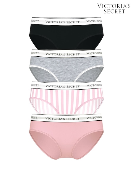 Victoria's Secret Black/Grey/Pink Hipster Logo 4 Pack Knickers (W45579) | €25