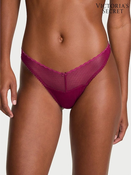 Victoria's Secret Fresh Jam Purple Thong Pointelle Knickers (W45597) | €13