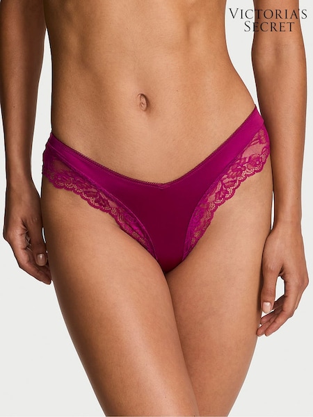 Victoria's Secret Fresh Jam Purple Cheeky Rose Lace Trim Knickers (W45621) | €18.50