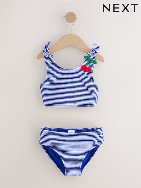 Navy Blue Cherry Stripe Crinkle Bikini (3-16yrs) (W45702) | 68 QAR - 94 QAR