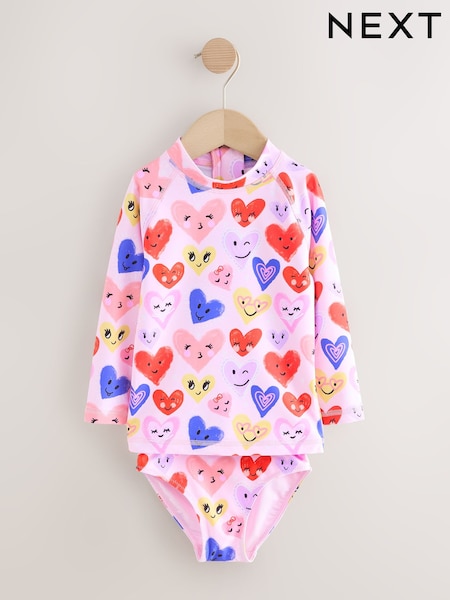 وردي قلب - Long Sleeve Sunsafe Swim Set (3mths-7yrs) (W45753) | ‏83 ر.ق. - ‏94 ر.ق.