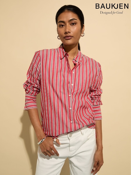 Baukjen Red Rishma 100% Cotton Stripe Shirt (W45791) | AZN 298
