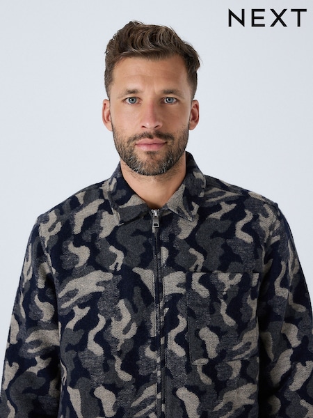 Navy Canvas Shacket Overshirt (W45813) | €82