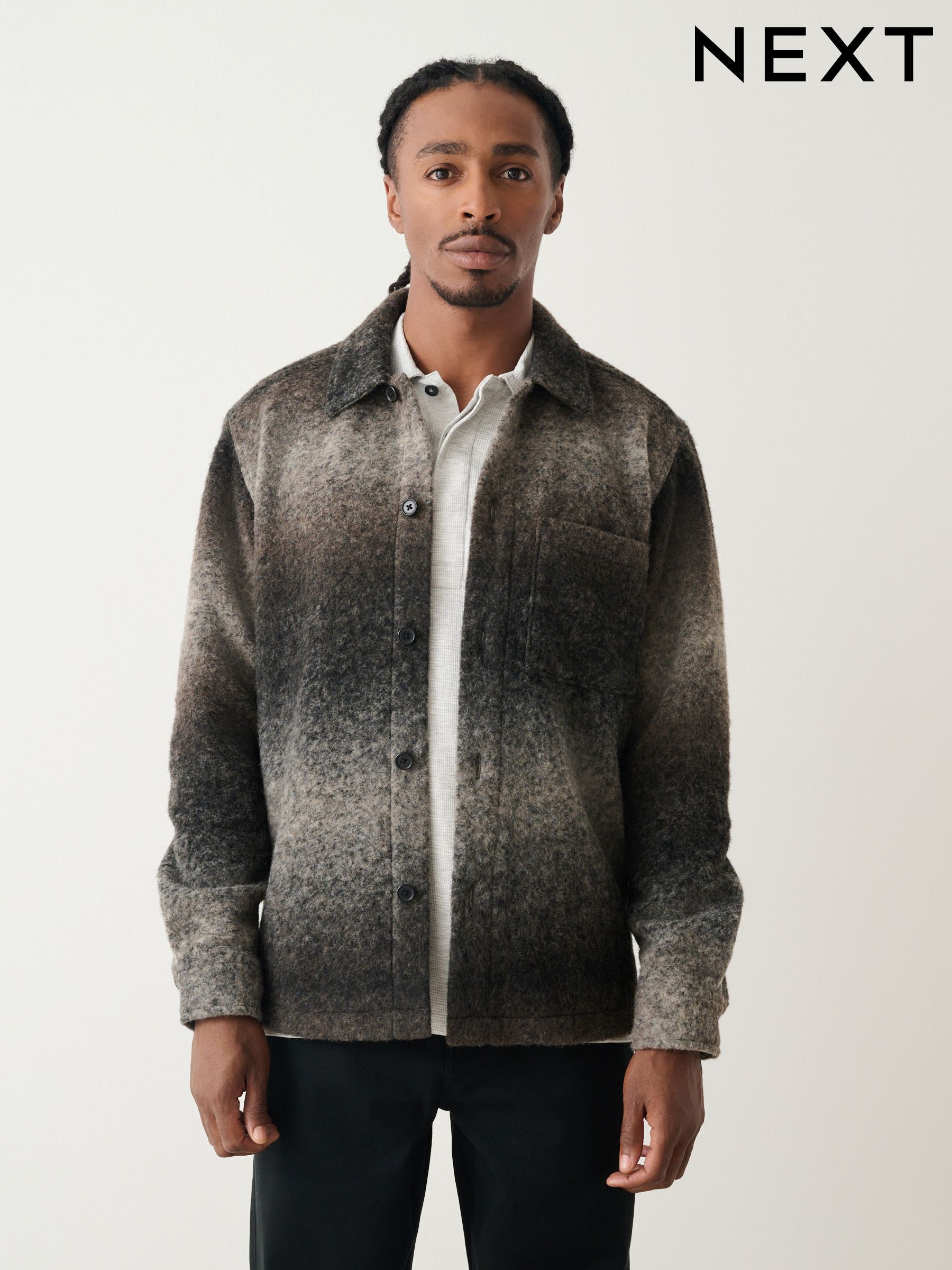 Buy Men's Shirts Grey Shacket Online | Next USA