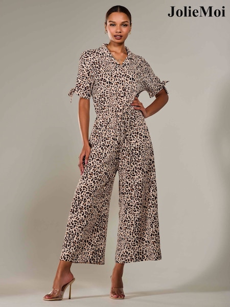 Marrón - Jolie Moi Wide Leg Half Sleeve Jumpsuit (W45884) | 98 €