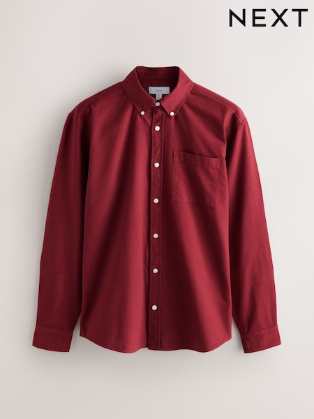 أحمر - Brushed Oxford Long Sleeve Shirt (W45890) | ‏139 ر.ق.