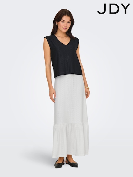 JDY White Broderie Tiered Maxi Skirt (W45905) | ₪151