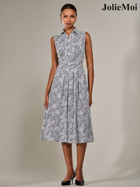 Jolie Moi Black Button Sleeveless Midi Dress (W45910) | ₪327