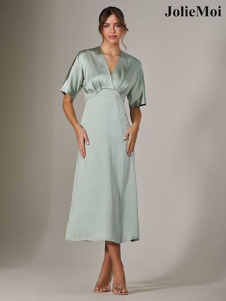 Зеленый - Jolie Moi Satin A-Line Midaxi Dress (W45913) | €91