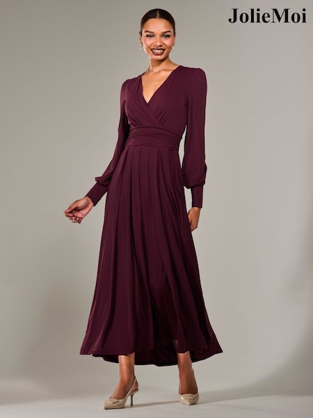 Jolie Moi Purple Long Sleeve Supersoft Jersey Maxi Dress (W45914) | R$ 940