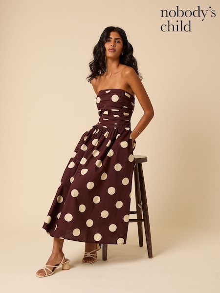 Nobodys Child Brown Felicity Polka Dot Bandeau Midi Dress (W46310) | €126