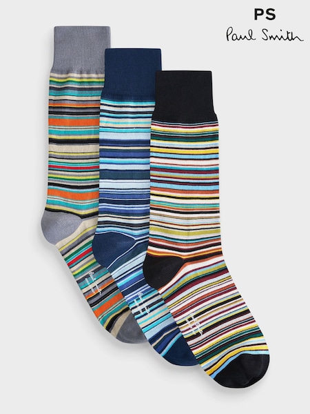 PS Paul Smith Signature Stripe Black Socks 3 Pack (W46647) | AED379