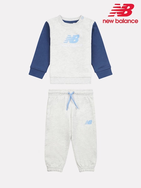 New Balance Grey Kids 100% Cotton Crew Top & Joggers Set (W46709) | €66