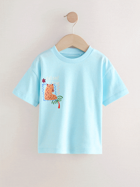 أزرق فاتح ـ طبعة فهد - Short Sleeve Back Print T-Shirt (3mths-7yrs) (W46760) | ‏30 ر.ق. - ‏40 ر.ق.
