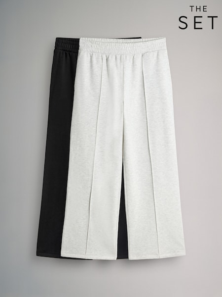 The Set Black/Grey 2 Pack Seam Detail Wide Leg Joggers (W46801) | €37