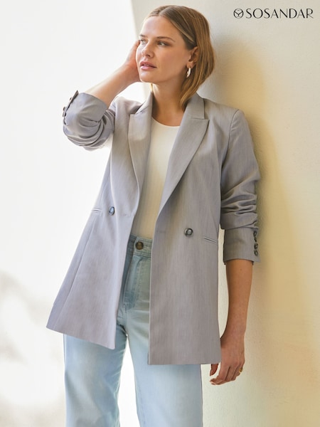 Sosandar Grey Double Breasted Blazer (W46878) | AED495