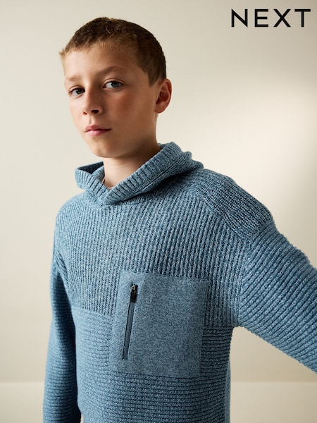 Blue Twist Utility Knitted Hoodie (3-16yrs) (W46996) | €27 - €34
