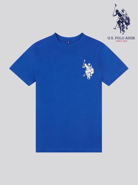 U.S. Polo Assn. Blue Large Boys Double Horsemen Graphic Print 100% Cotton T-Shirt (W47200) | €28 - €34