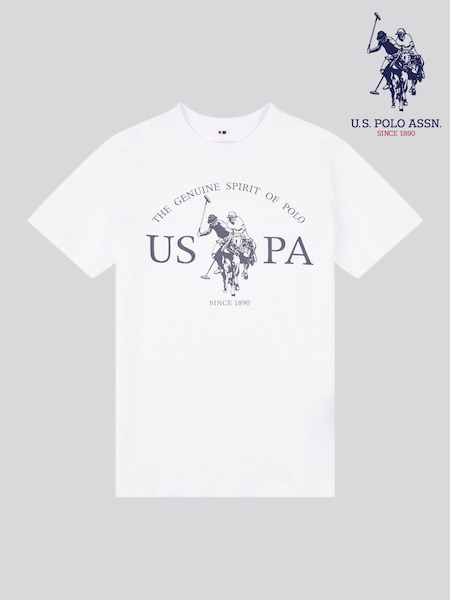 U.S. Polo Assn. White Boys Graphic Print 100% Cotton T-Shirt (W47201) | €26 - €32