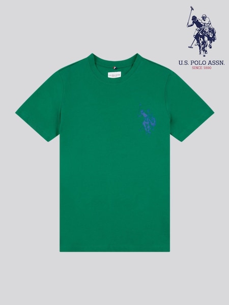 U.S. Polo Assn. Green Large Boys Double Horsemen Graphic Print 100% Cotton T-Shirt (W47202) | €27 - €32