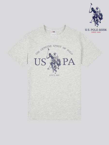 U.S. Polo Assn. Grey Boys Graphic Print 100% Cotton T-Shirt (W47206) | 99 QAR - 119 QAR