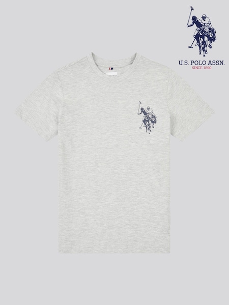U.S. Polo Assn. Grey Large Boys Double Horsemen Graphic Print 100% Cotton T-Shirt (W47209) | €27 - €32