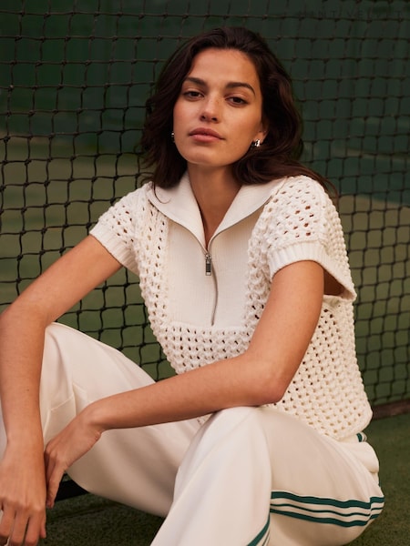 Mint Velvet White Blend Knit Top (W47422) | ₪448