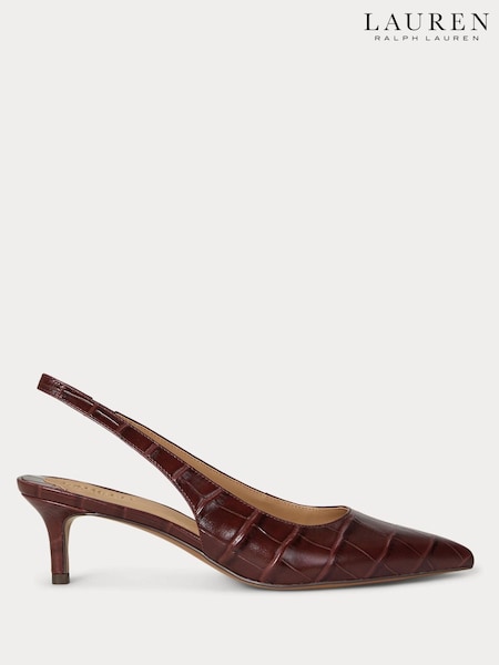 Lauren Ralph Lauren Red Red Lolah II Slingback Croc Leather Kitten Heels (W47488) | R$ 1.470