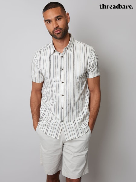 Threadbare Textured Stripe Short Sleeve Shirt (W47523) | 179 LEI