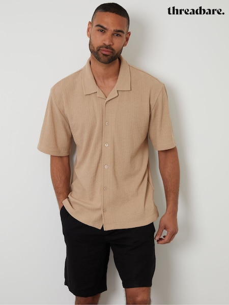 Threadbare Natural Relaxed Fit Textured Mix Short Sleeve Shirt (W47534) | €37