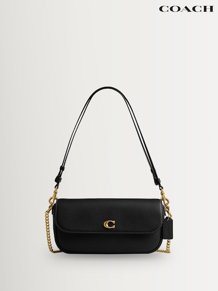 COACH Black Refined Calf Leather Brook Flap Chain Bag (W47598) | €351