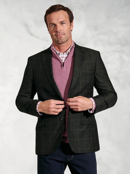 Brook Taverner Black Check Wool Linen Jacket (W47798) | R$ 2,260