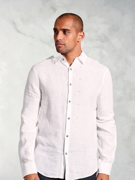 Brook Taverner White 100% Linen Shirt (W47819) | 297 QAR