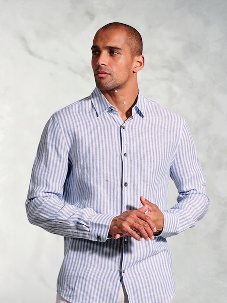Brook Taverner Blue 100% Linen Shirt (W47840) | €79