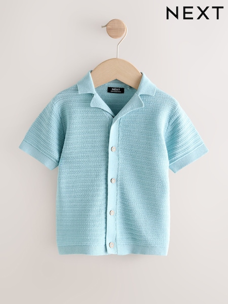 Blue Revere Collar Short Sleeve Knitted Polo Shirt (3mths-7yrs) (W47842) | 71 SAR - 83 SAR