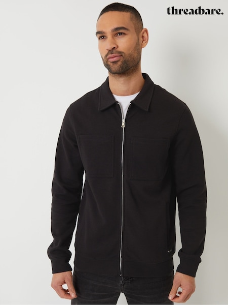 Negru - Threadbare Pique Zip Through Shacket (W47914) | 223 LEI