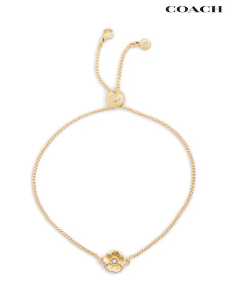 COACH Gold Tone Signature Tea Rose Slider Bracelet (W47980) | €107