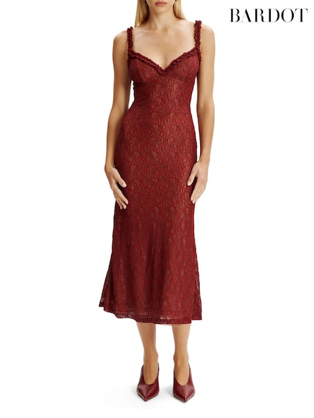 Bardot Brown Alegra Stretch Lace Midi Dress (W48072) | R$ 1.075