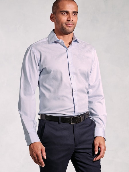 Brook Taverner Purple Ocassion Floral Print Jacquard Long Sleeve Shirt (W48094) | R$ 495