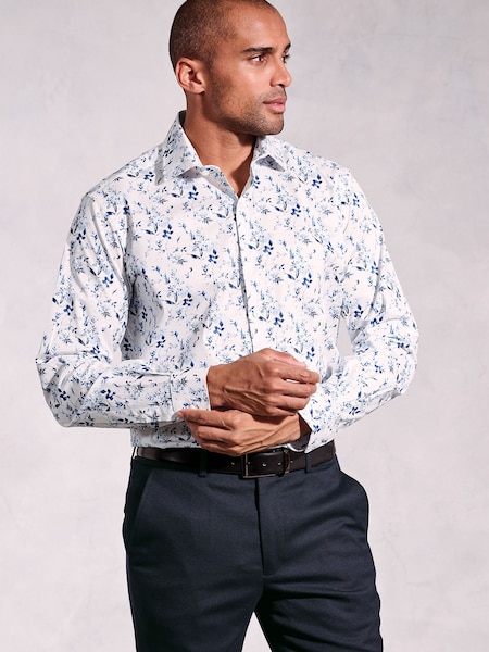 Brook Taverner Blue Ocassion Leaf Print Long Sleeve Shirt (W48096) | €66