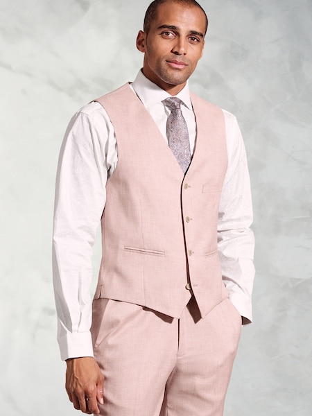 Brook Taverner Pink Textured Occasion Suit Waistcoat (W48098) | ₪251