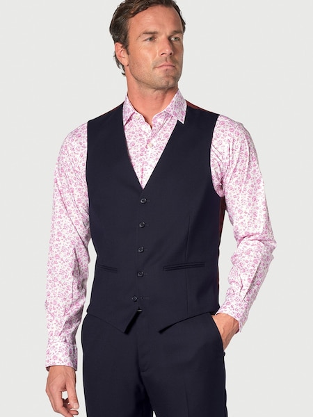 Brook Taverner Blue Wool Blend Suit Waistcoat (W48131) | ₪251