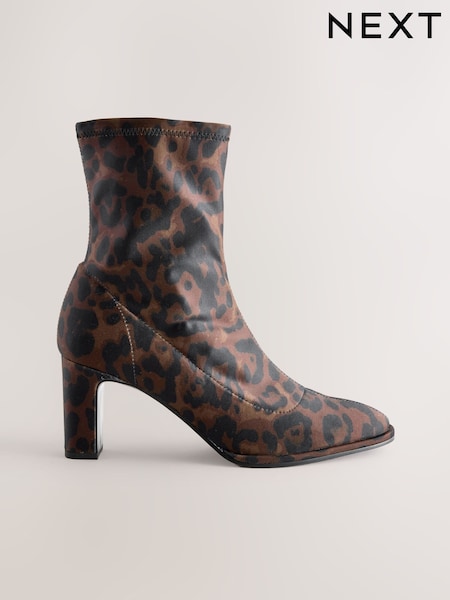 Leopard Print Extra Wide Fit Forever Comfort® Round Toe Sock Boots (W48143) | €58