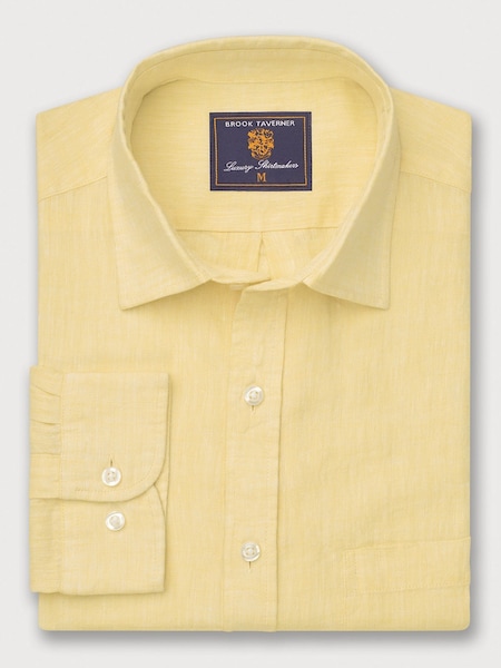 Brook Taverner Yellow Pure 100% Linen Shirt (W48180) | €86