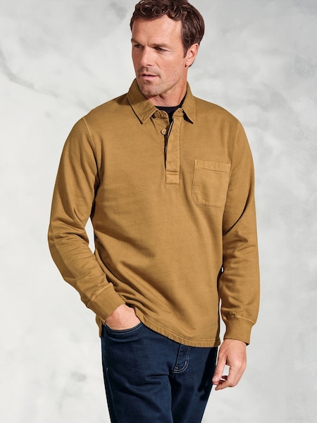 Brook Taverner Yellow Garment Dyed Cotton Rugby 100% Cotton Shirt (W48354) | €80